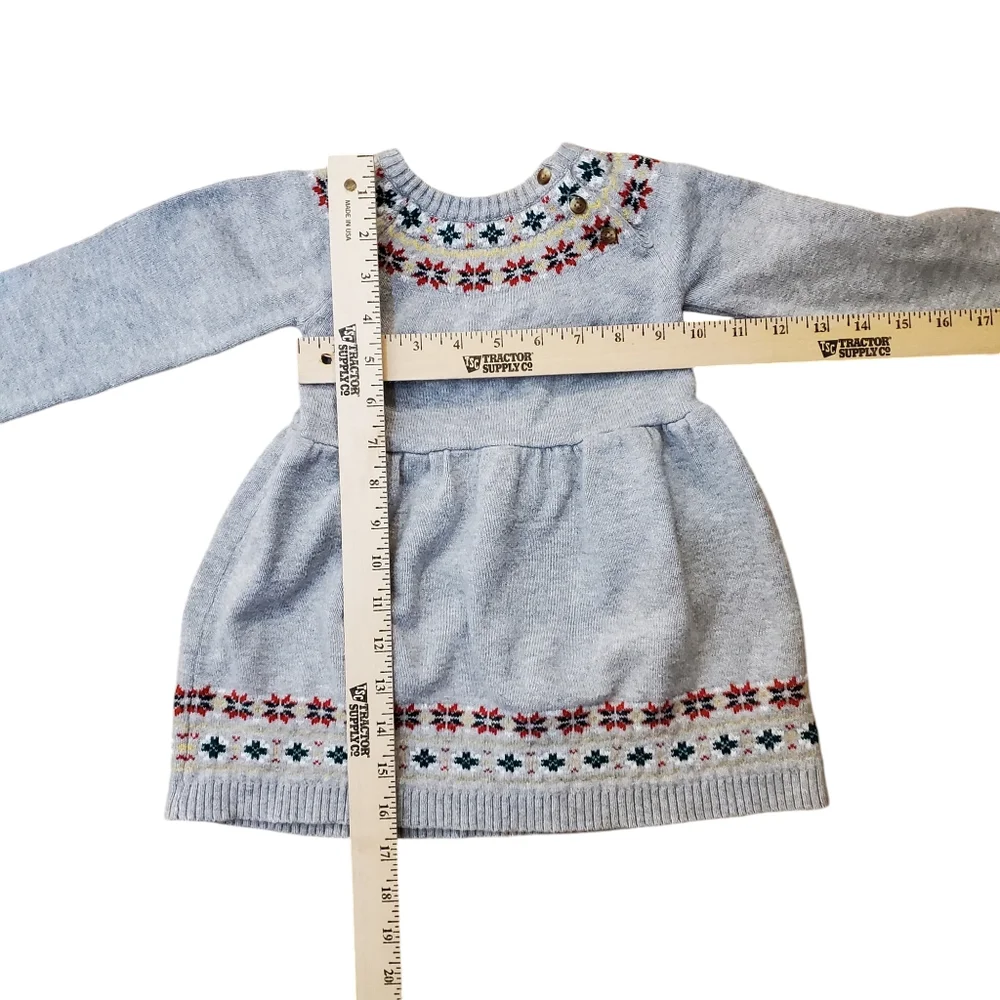 Carter’s Fair Isle Sweater Dress Gray Christmas Flowers Baby Girl Size‎ 24M